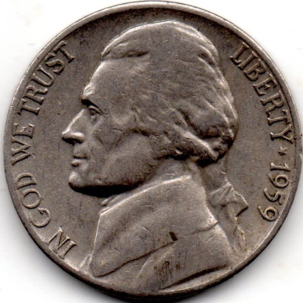 1959 D Vintage Thomas Jefferson Nickel - Scarce Estate Find